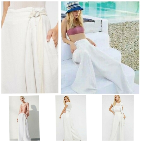 Free People Pants - Free People X-Wide Leg White Linen $128  size 0